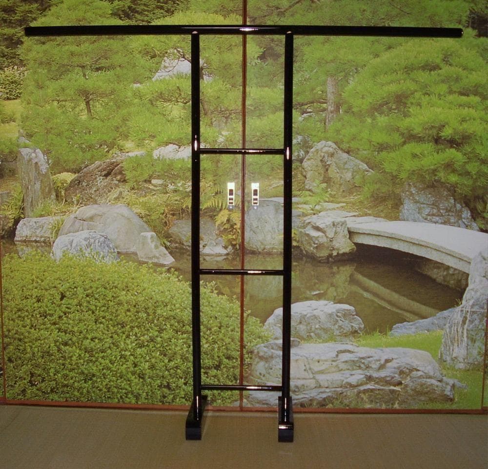 衣桁★几帳型衣桁 H170cm 黒塗★着物・帯・タペストリー　NHKで使用　新品