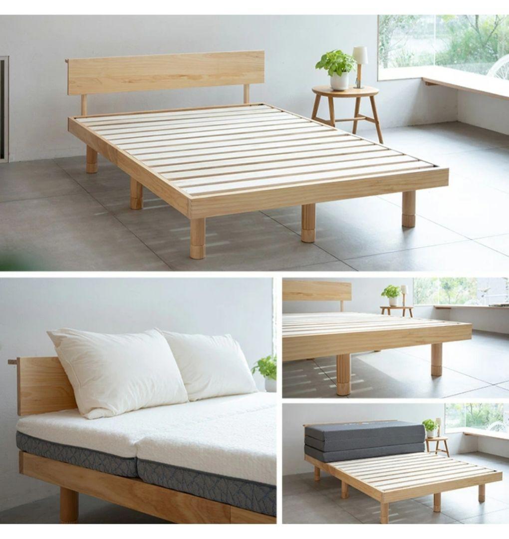 天然無垢材 すのこベッドフレーム Dサイズ