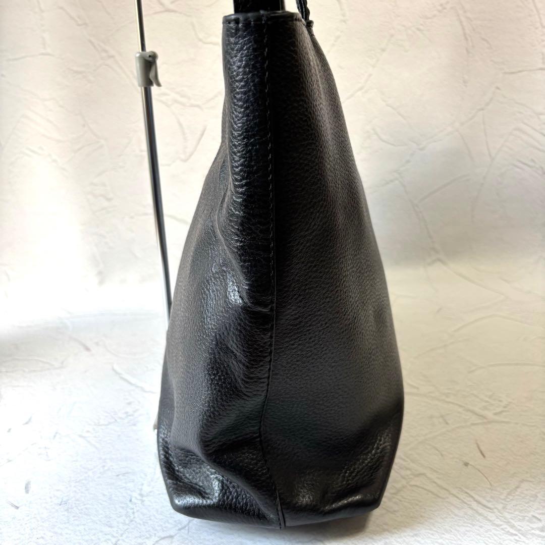 【美品】HushTug ハッシュタグ トートバッグ 本革 肩掛け A4 ブラック