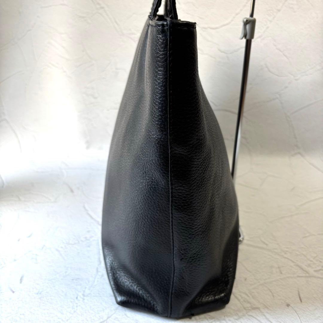 【美品】HushTug ハッシュタグ トートバッグ 本革 肩掛け A4 ブラック