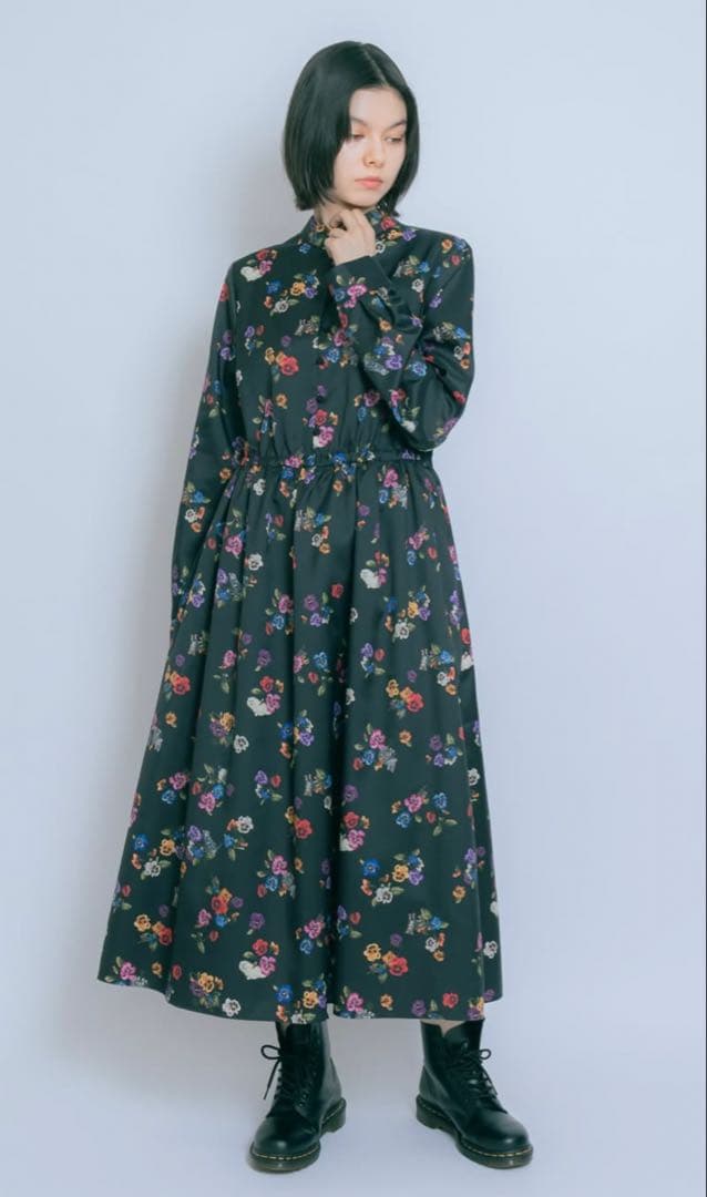 &ellecy アンドエルシー 猫パンジーワンピース