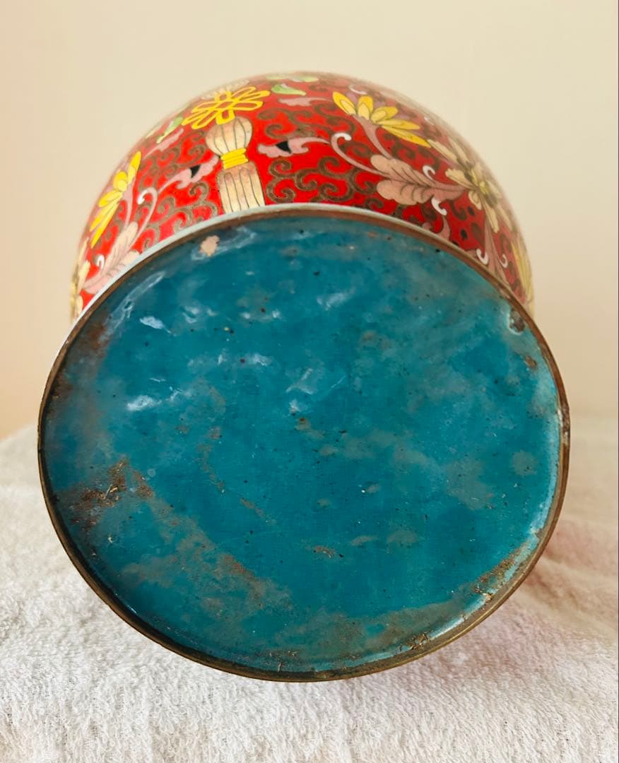 中国美術　七宝大花瓶　高さ39cm