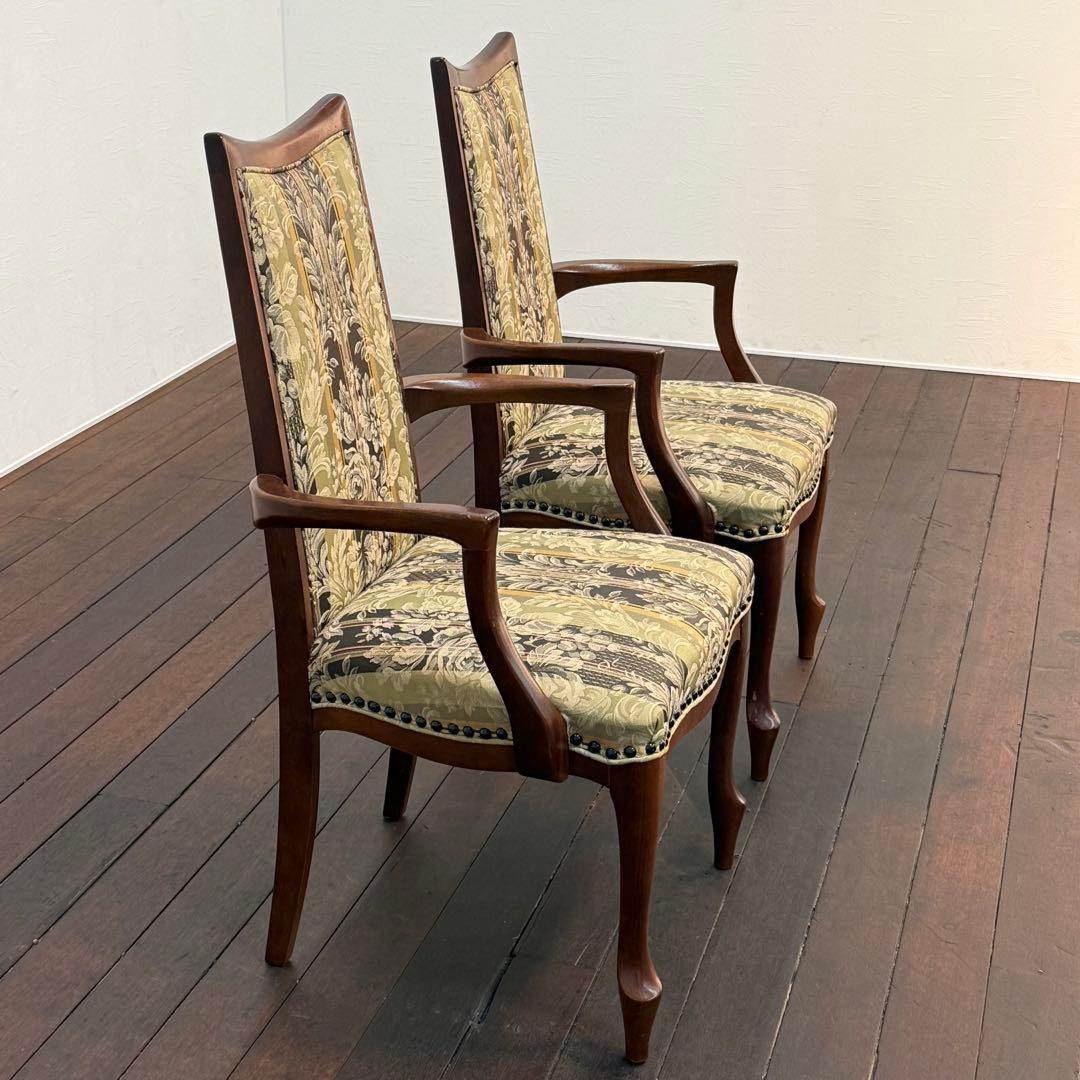 H21K17a マルニ木工 ベルサイユ 猫脚 アームチェア 2脚セット