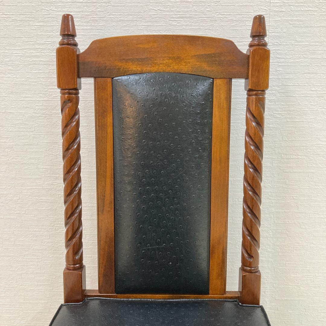 英国調　アンティーク調　ツイスト　ハイバックチェア　椅子　２脚セット　光製作所