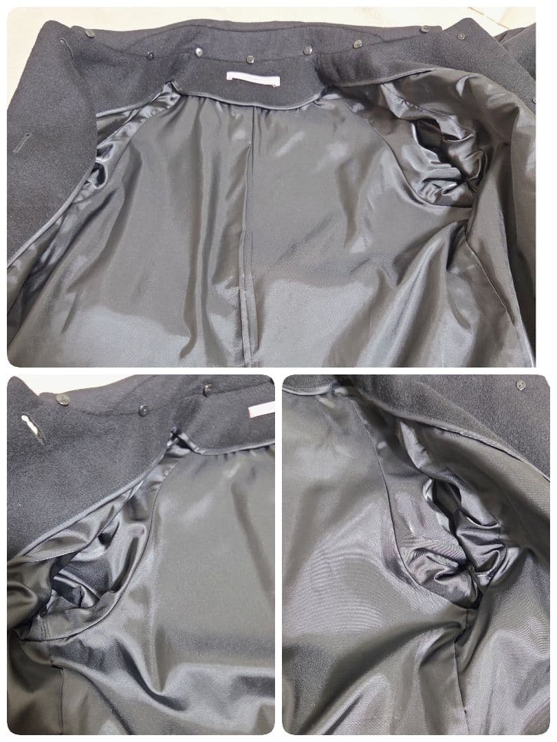 Impresi　 ロングコート カシミヤ100 黒 フォックス 　L