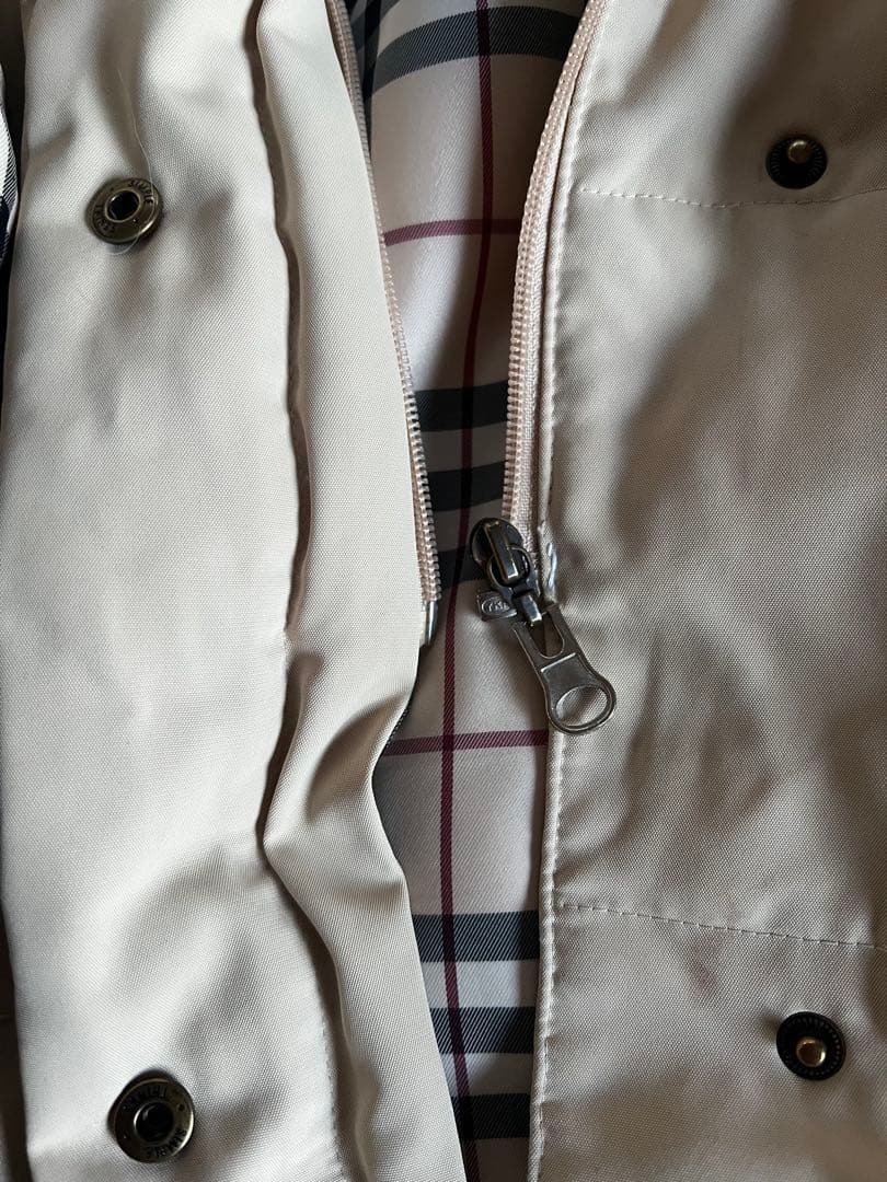 レディース バーバリーファー付きベージュロングコート