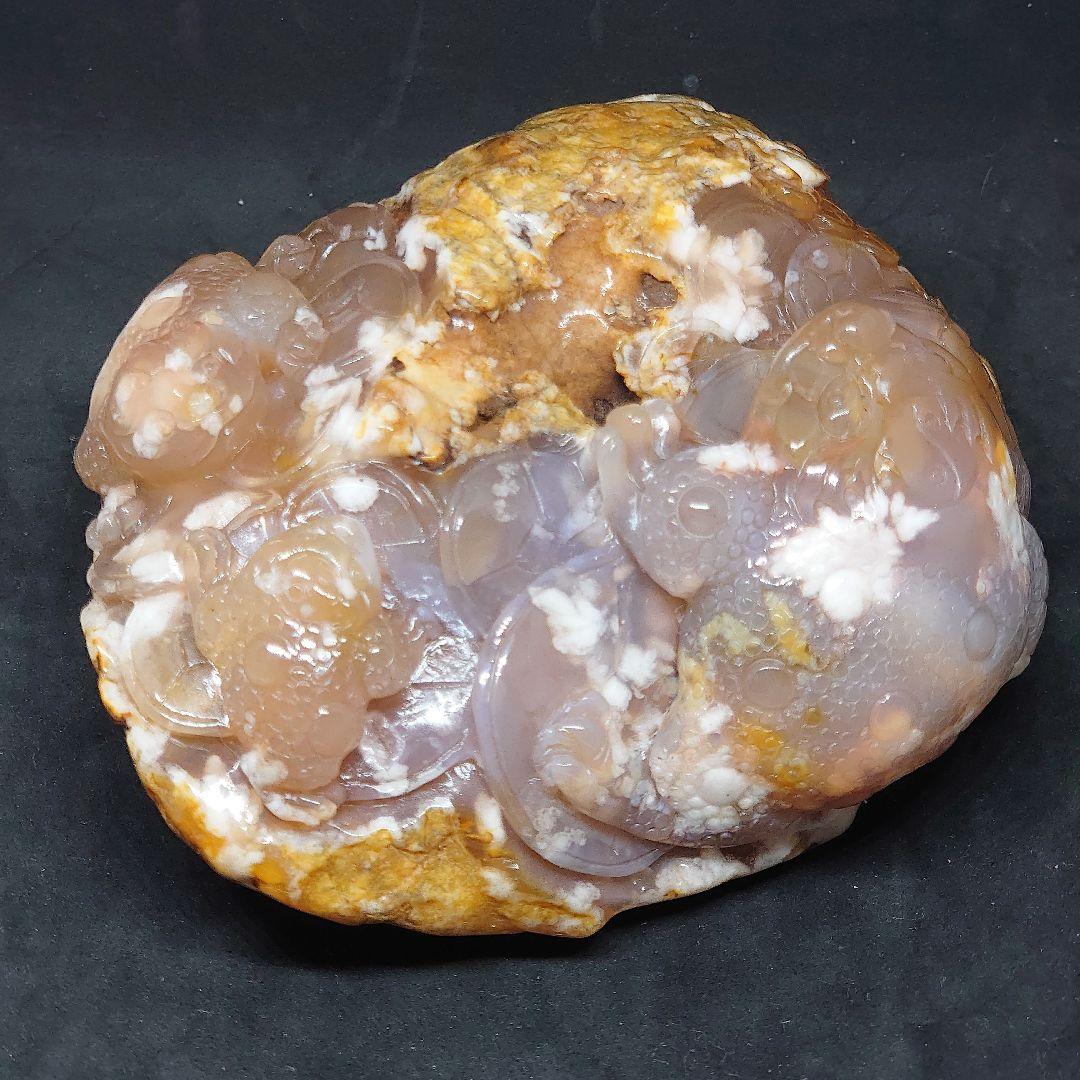 桜瑪瑙 チェリーブロッサムアゲート 桜メノウ 極大彫刻置物 カエル 金運 貴重品