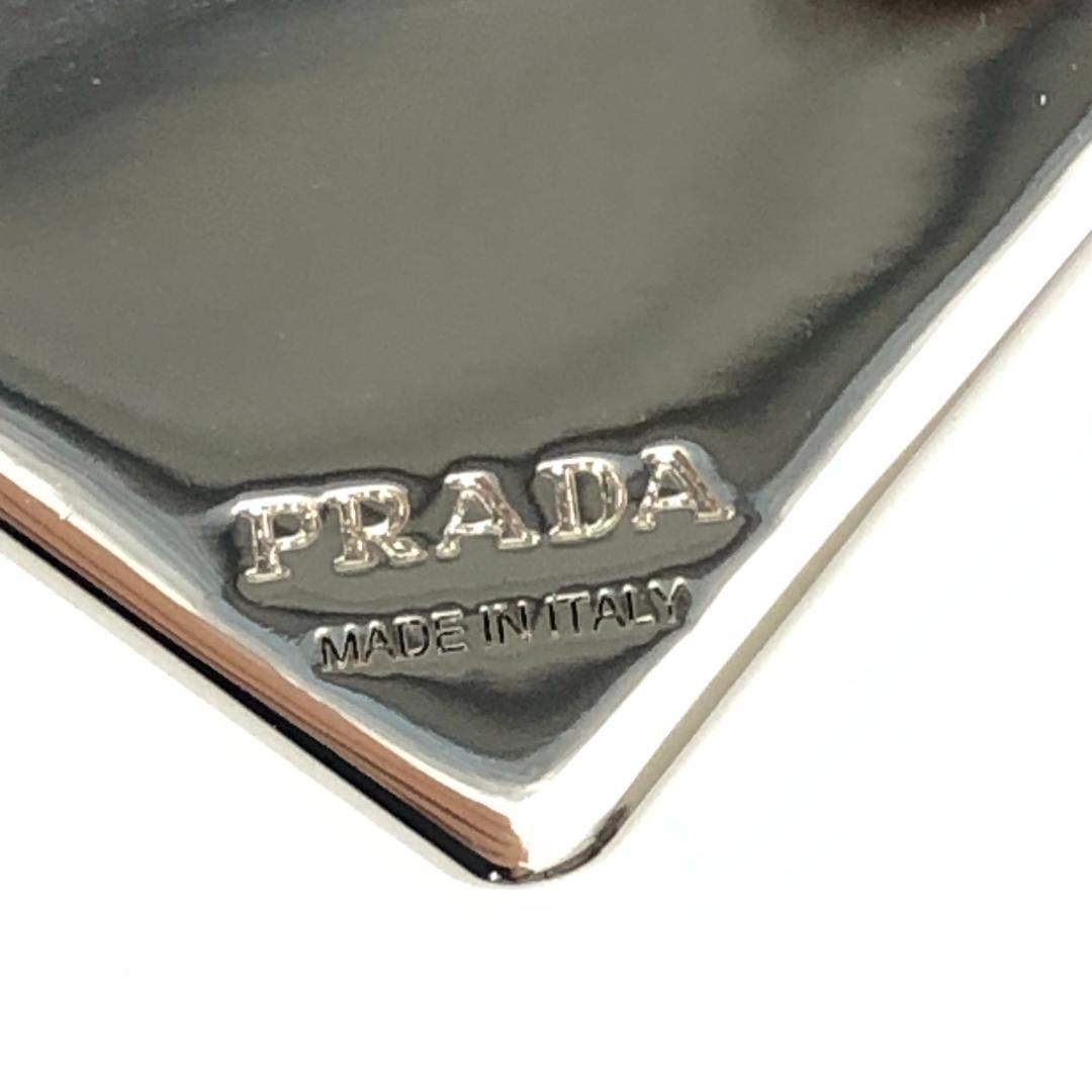 【美品】4F304/プラダ/バレッタ/ヘアアクセ/三角ロゴ/シルバー金具/黒
