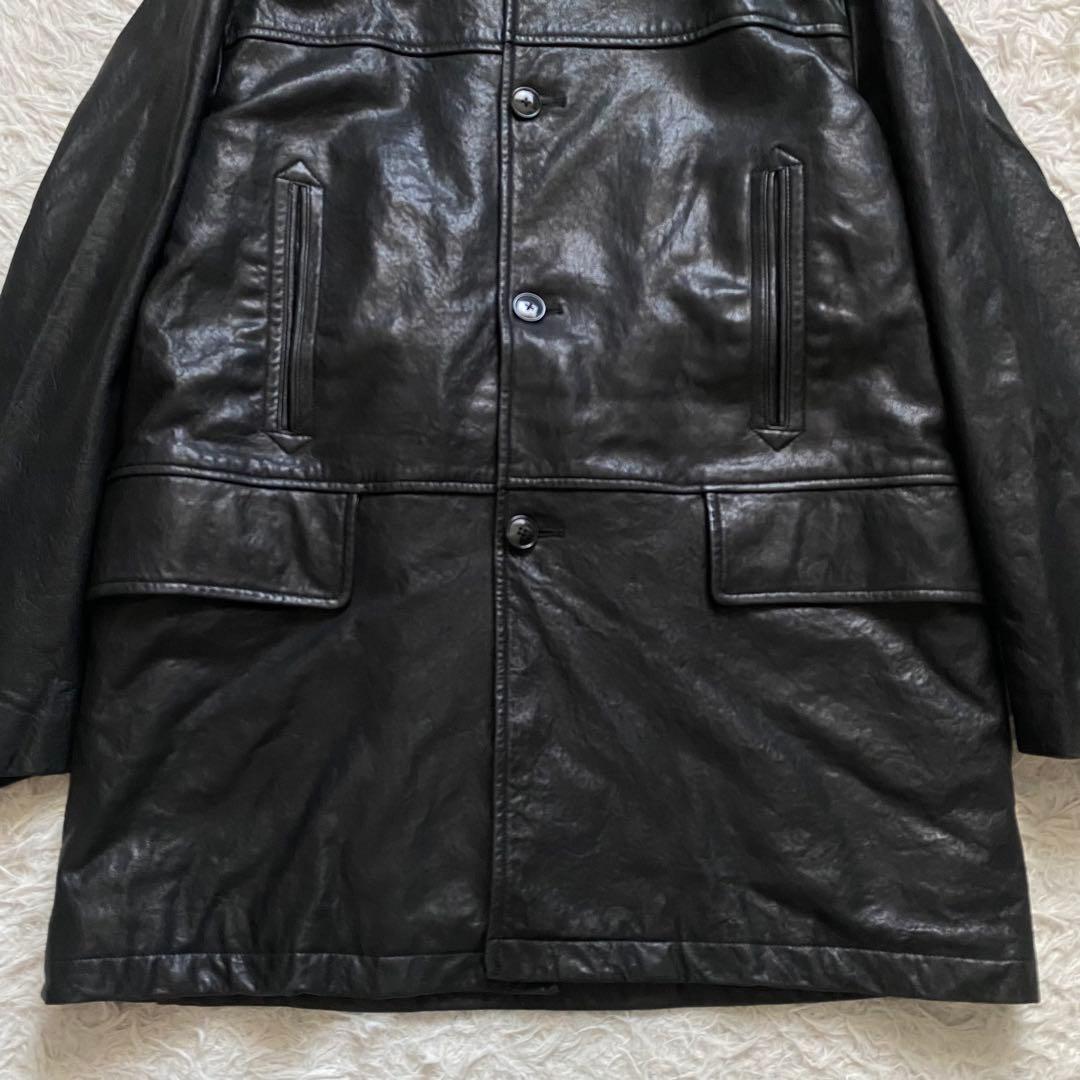 極美品■コモリ　22AW ラムレザー　羊革　ロングコート　黒　大きいサイズ