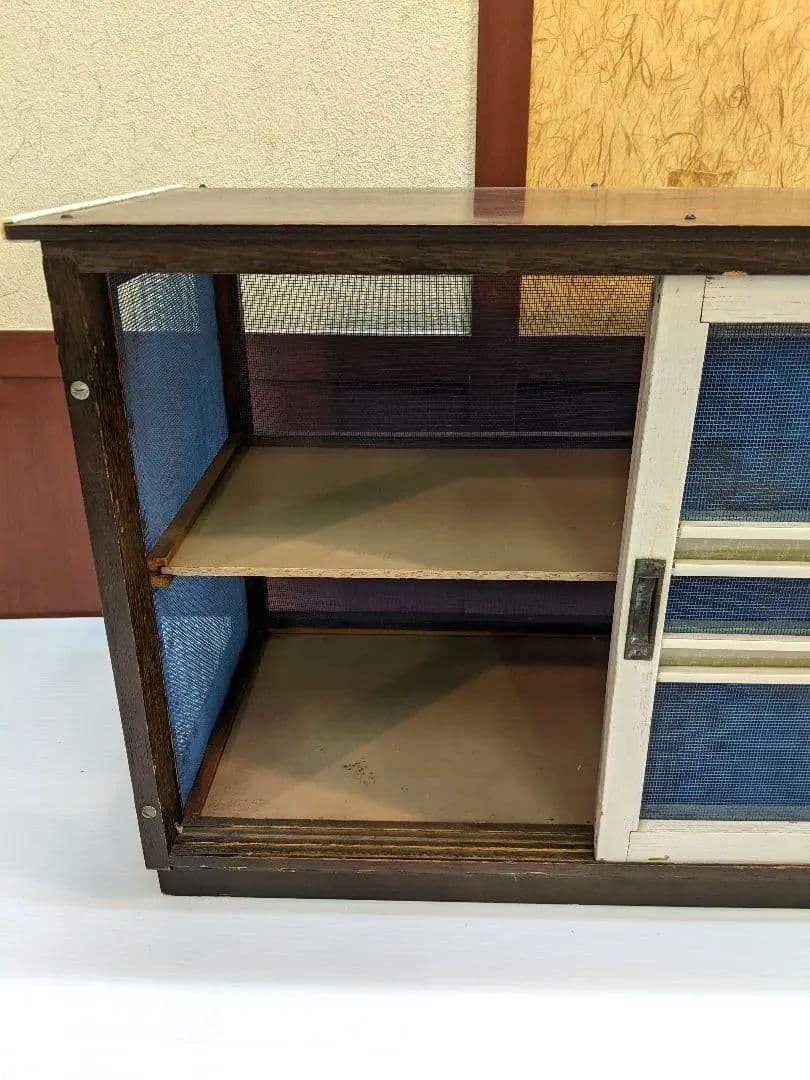 蠅張　水屋　昭和レトロ　ヴィンテージ　アンティーク　戸棚　キャビネット