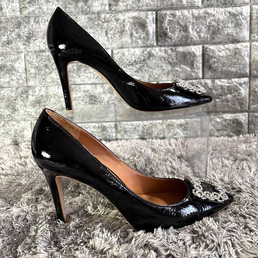 極美品❣️PIPPICHIC ピッピシック ビジューパンプス パテントレザー 箱付