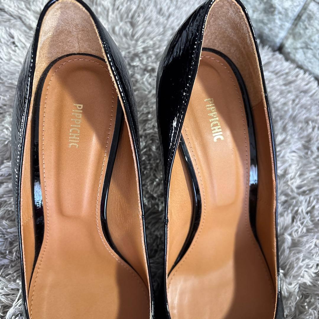 極美品❣️PIPPICHIC ピッピシック ビジューパンプス パテントレザー 箱付
