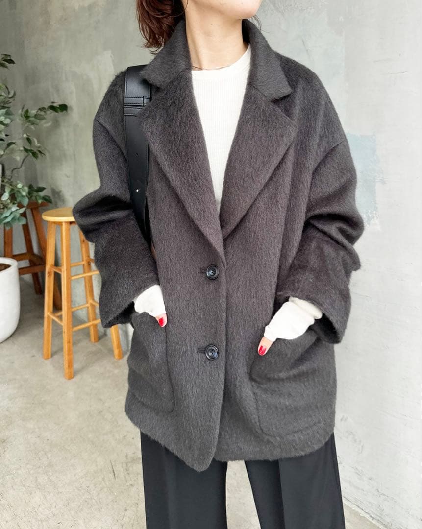 スピックアンドスパン シャギージャケットコート