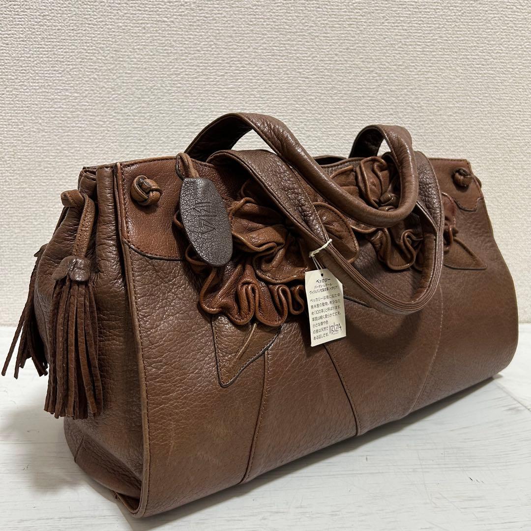 美品 IBIZA レディース ハンドバッグ ミニボストンバッグ ペッカリー