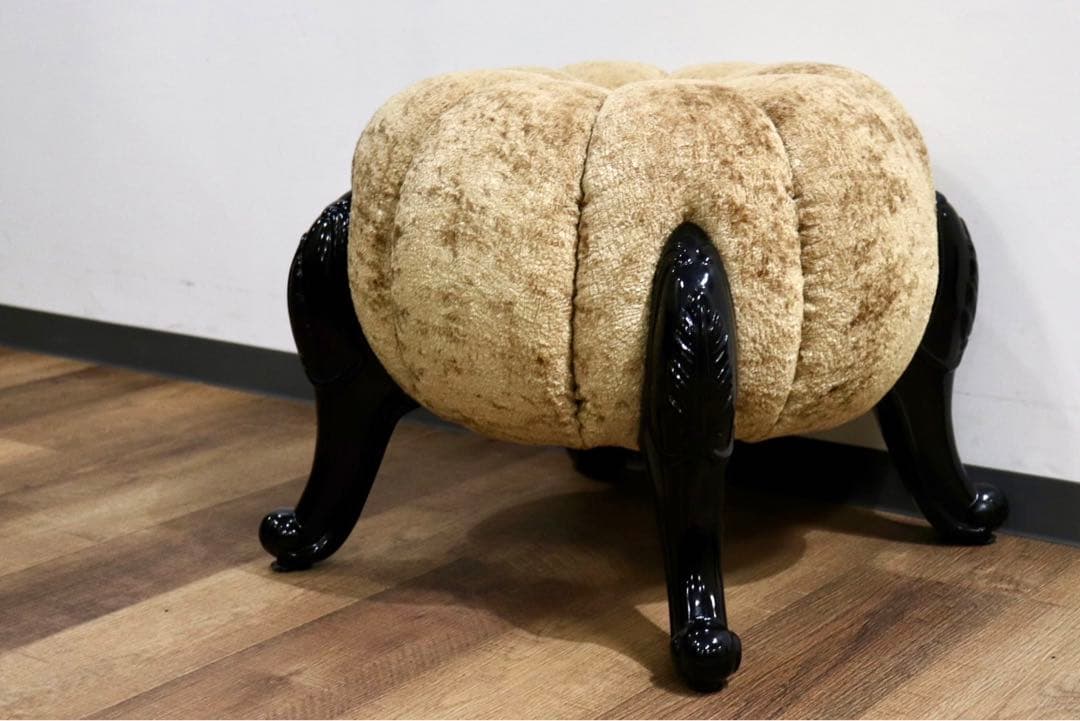 GMHH489E○パンプキンスツール アンティーク調 猫脚 ファブリ