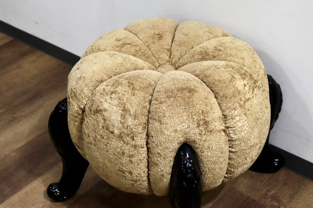 GMHH489E○パンプキンスツール アンティーク調 猫脚 ファブリ