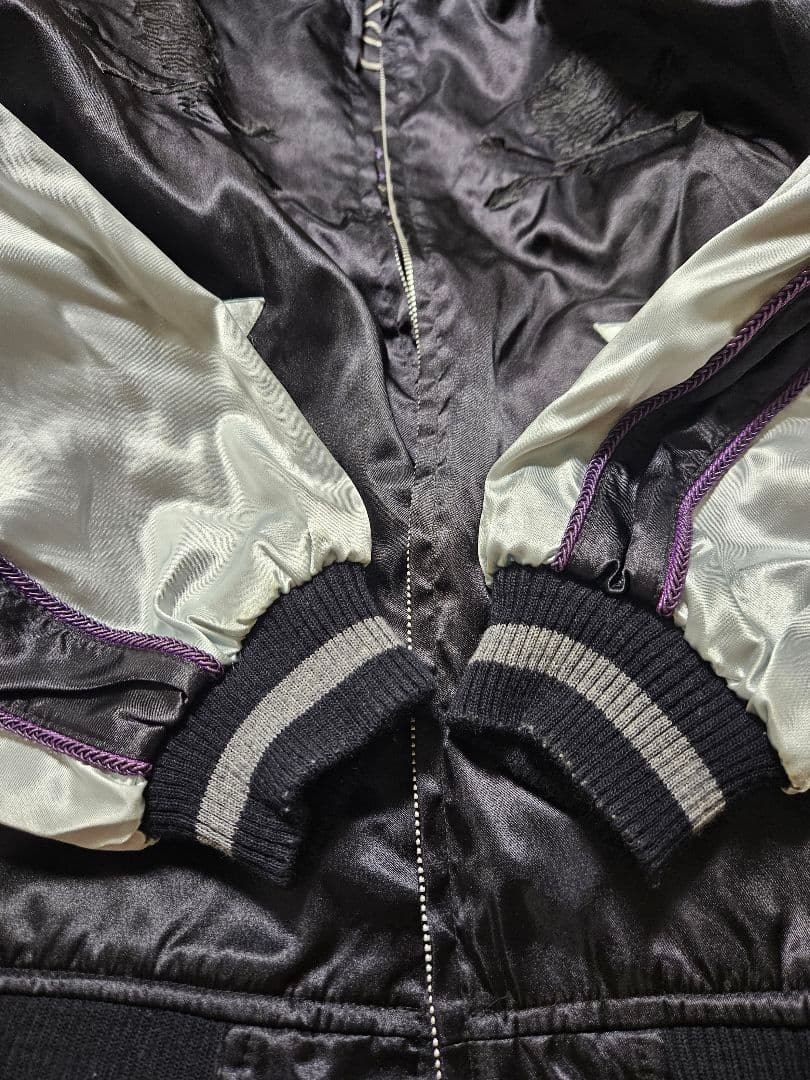 Tさま専用【希少】STUSSY スカジャン　リバーシブル 黒刺繍　Lサイズ