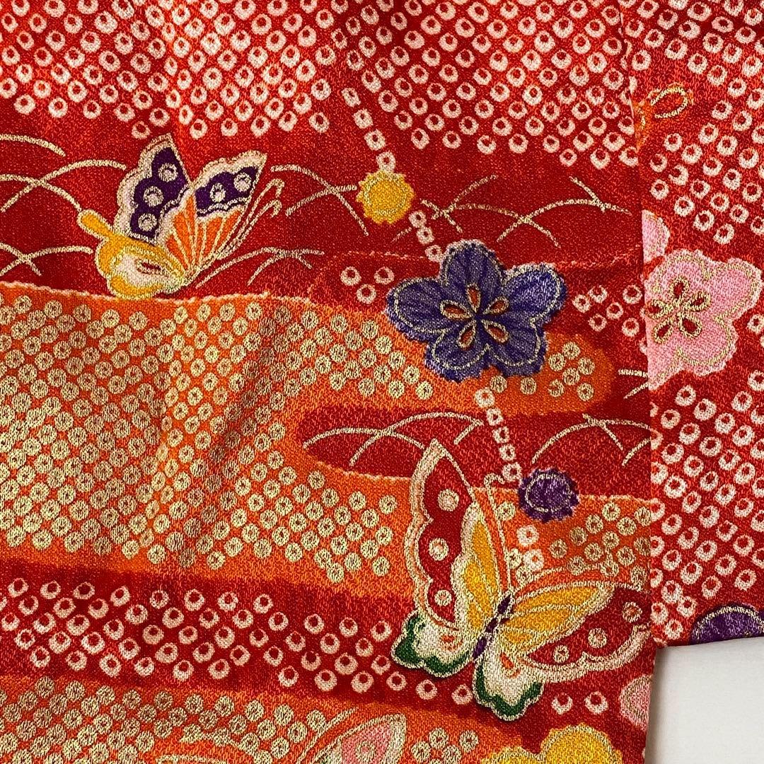 【着物と帯 時流】192◆3才女の子着物&被布コート長襦袢 バッグセット◆美品