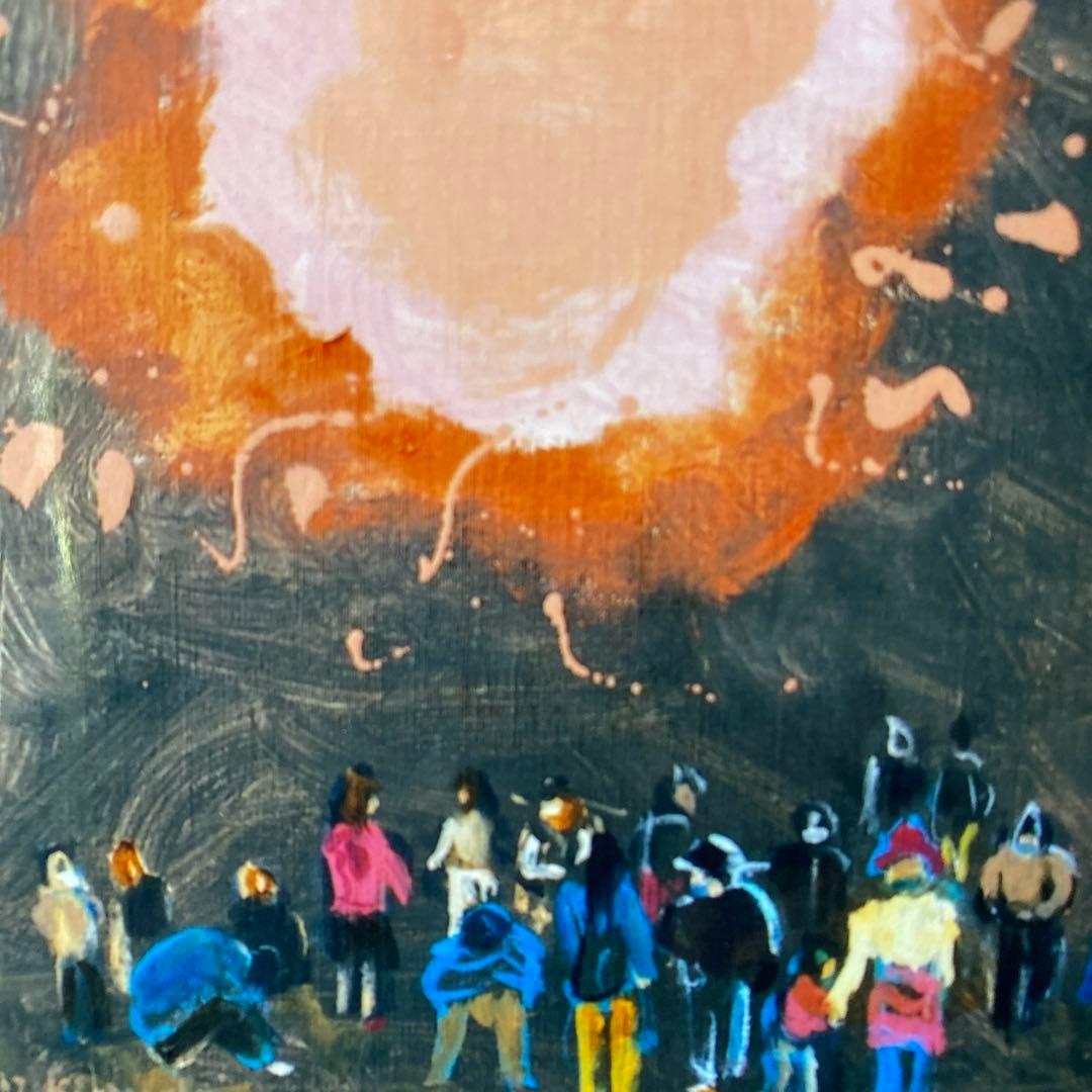 絵画　油絵　油彩画　菊地正則　F6号　「歪んだ太陽」額付き　美品　サイン　アート