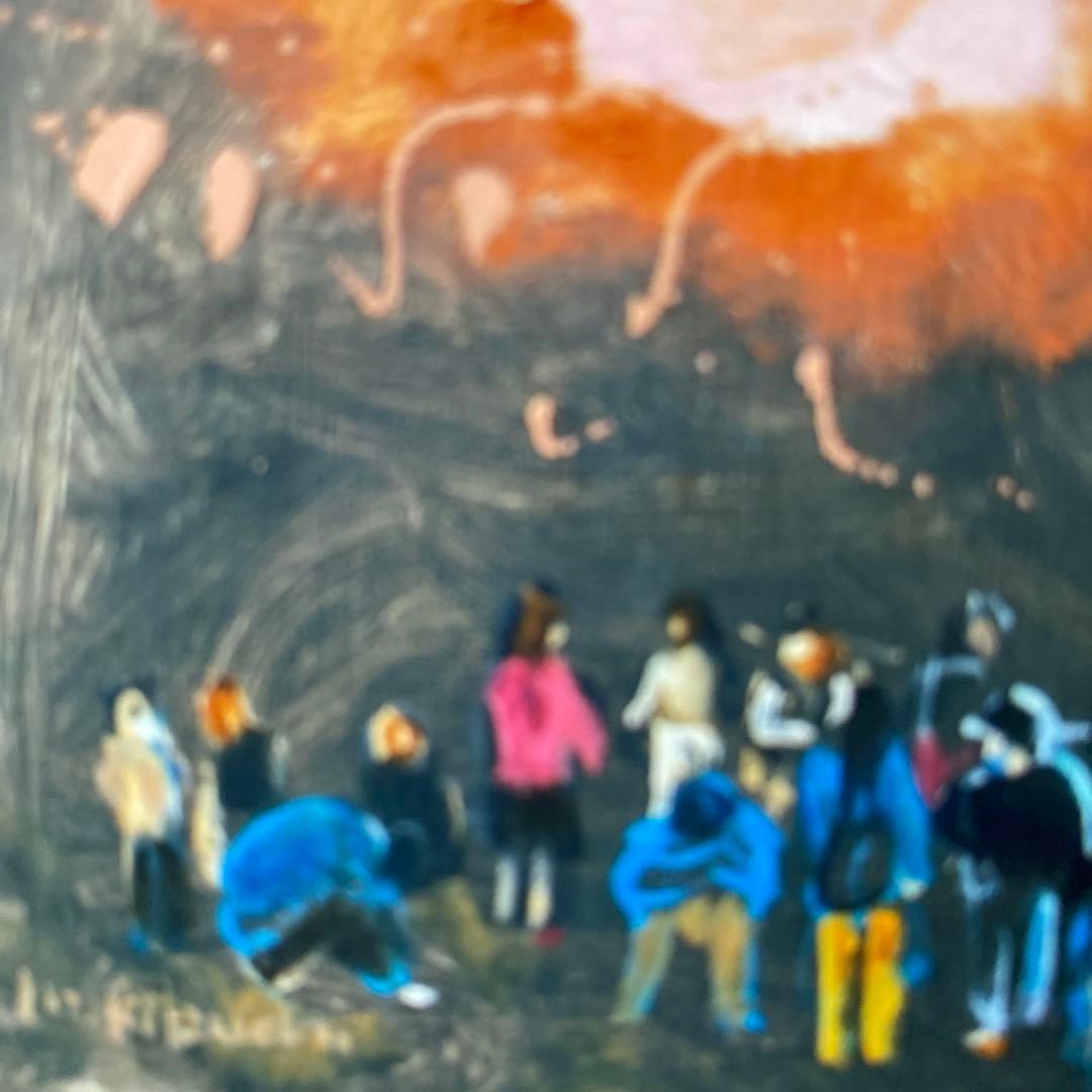 絵画　油絵　油彩画　菊地正則　F6号　「歪んだ太陽」額付き　美品　サイン　アート