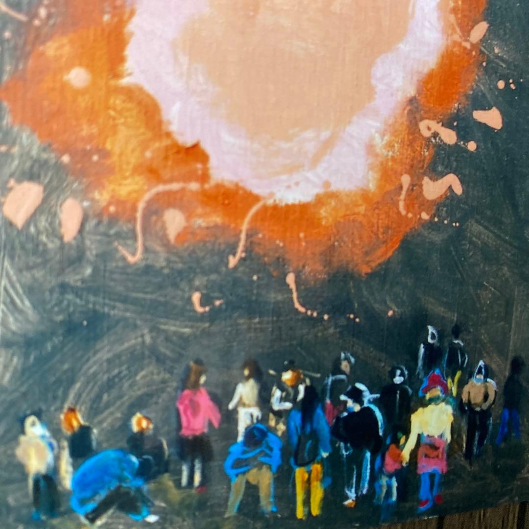 絵画　油絵　油彩画　菊地正則　F6号　「歪んだ太陽」額付き　美品　サイン　アート