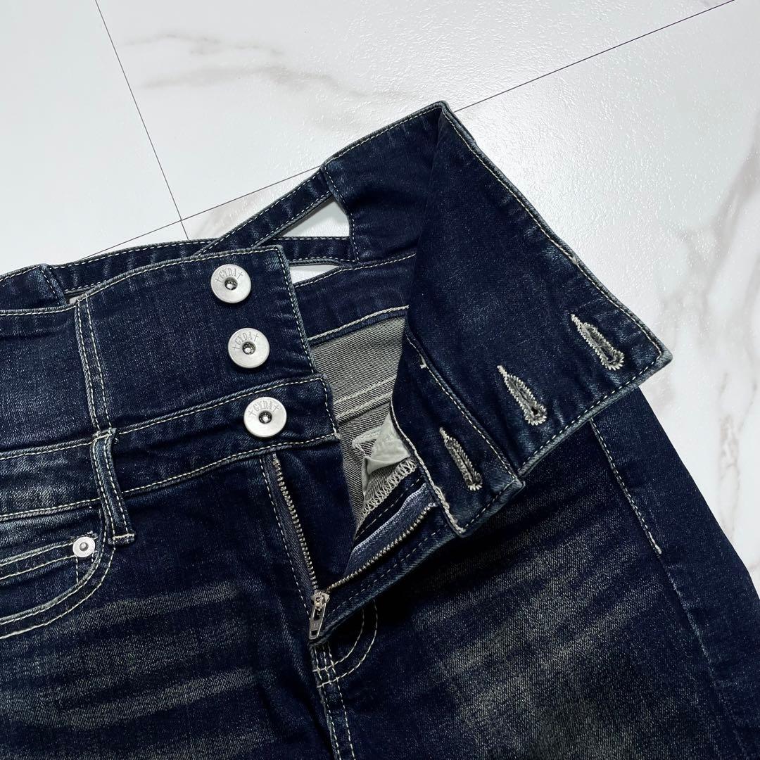 2025✨GYDA ジェイダ ハイウエストウエストクロススキニーデニムパンツ