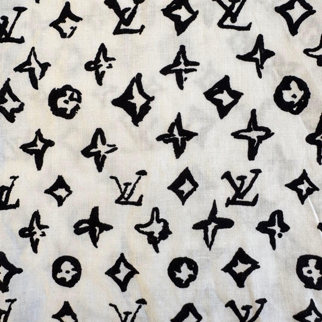 美品　ルイヴィトン　半袖　シャツ　モノグラム　総柄　ホワイト　Lサイズ