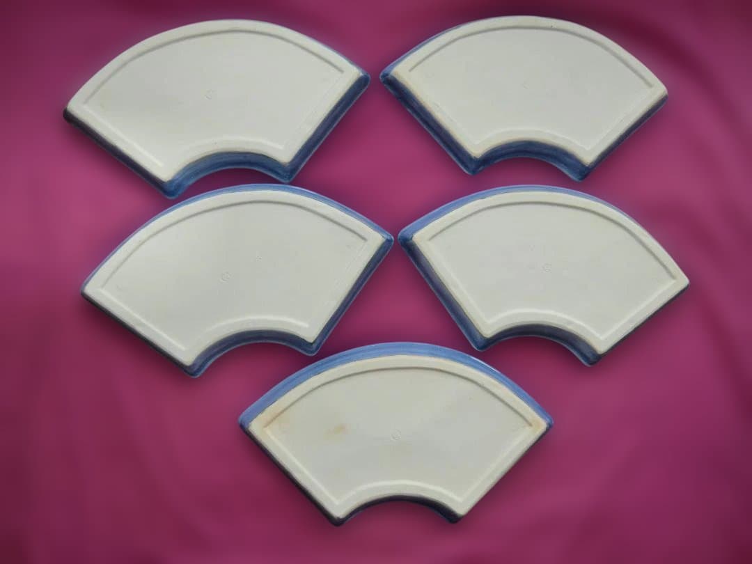 五彩絵替皿　扇皿 5枚　禎山窯 川尻一寛 京焼