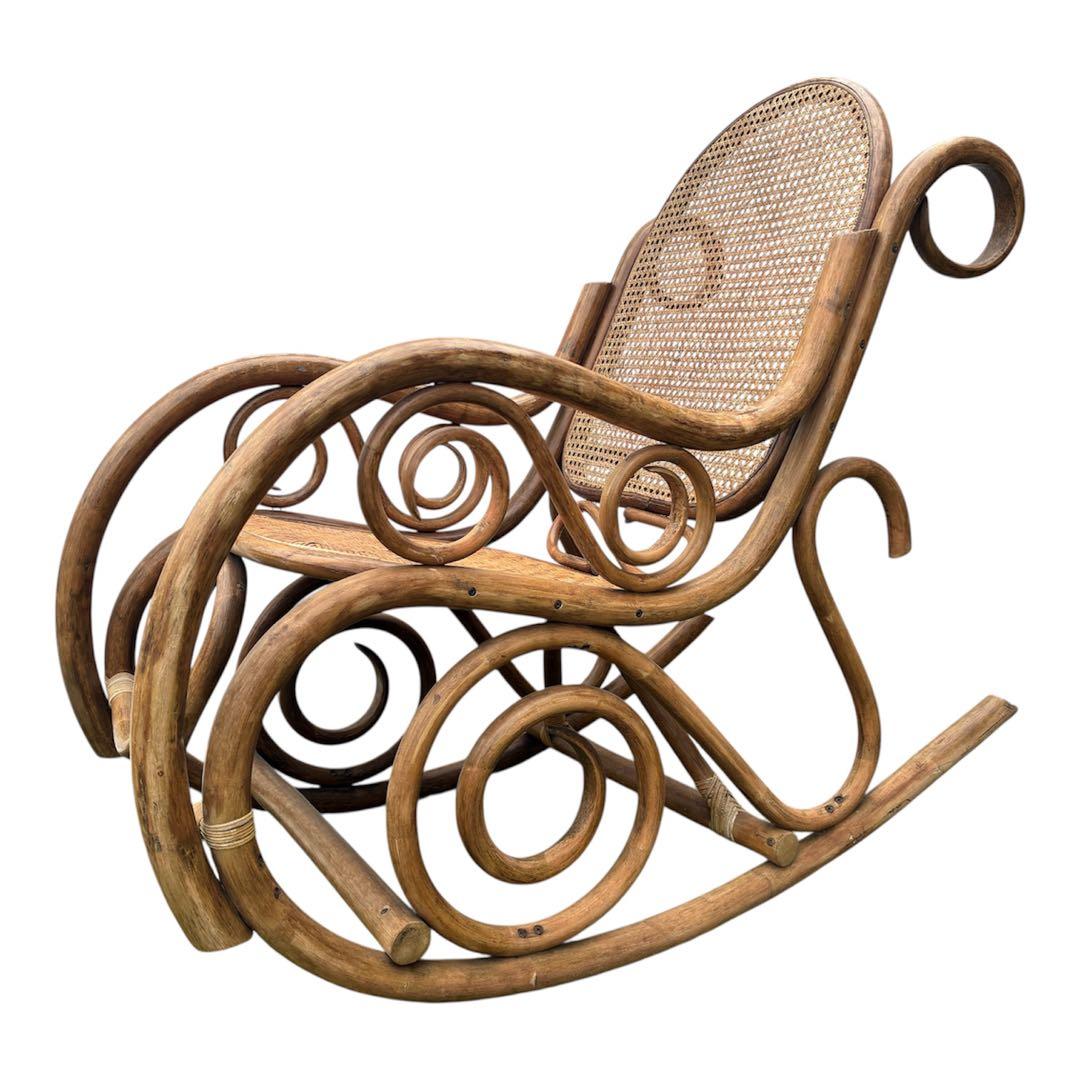 ヴィンテージ ラタン ロッキングチェア レトロ アンティーク