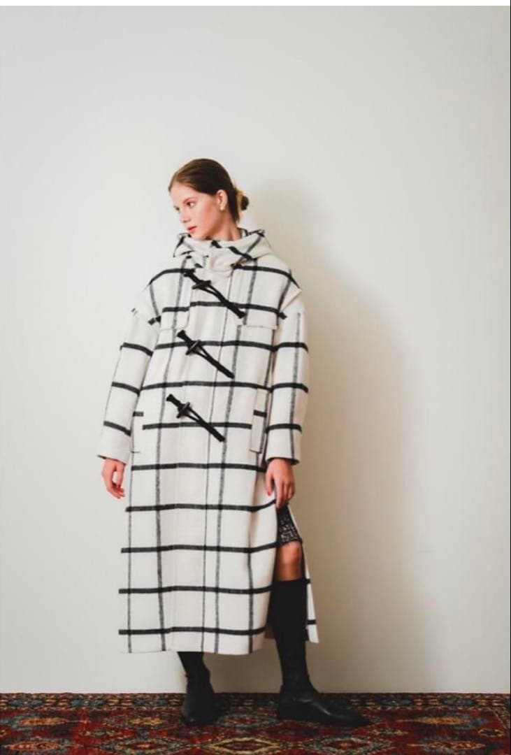 【ももか】pinue ピヌエ　ロングダッフルコート　check チェック