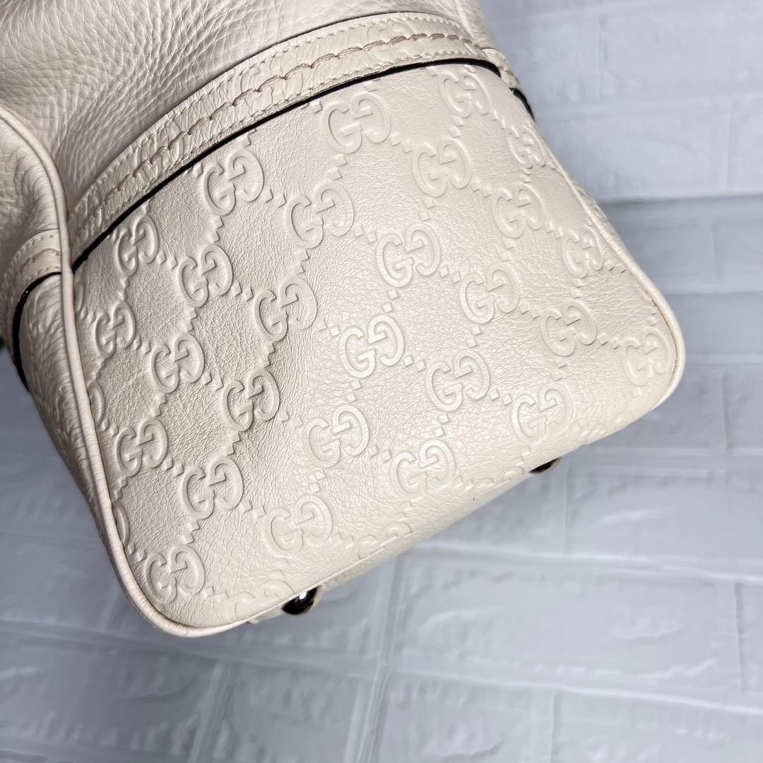 GUCCI グッチ シマトートバッグ GGレザー トートバッグ ホワイト