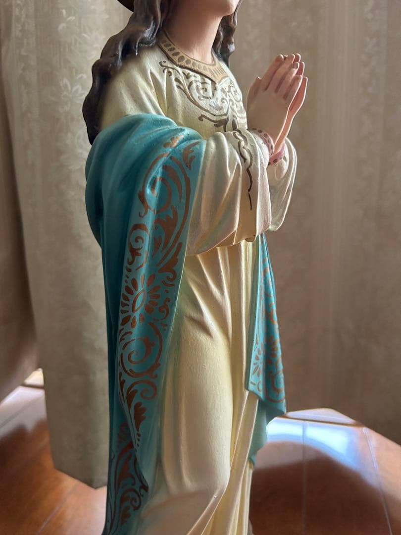 【超超希少美48cm】✞ 聖母マリアの連祷像　宗教彫刻