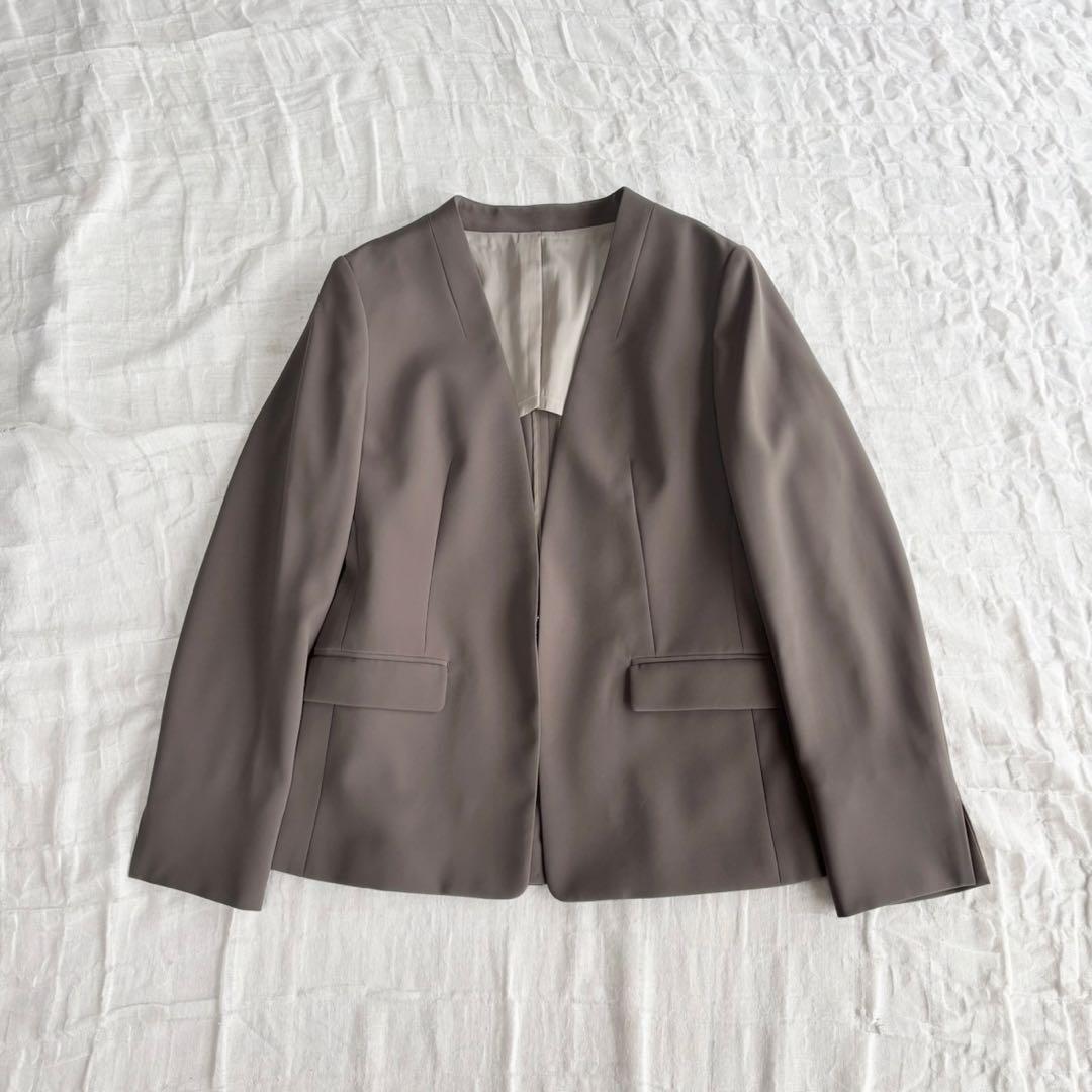 【1度着用のみ美品】 レミュー ウォッシャブル パンツスーツ ノーカラー