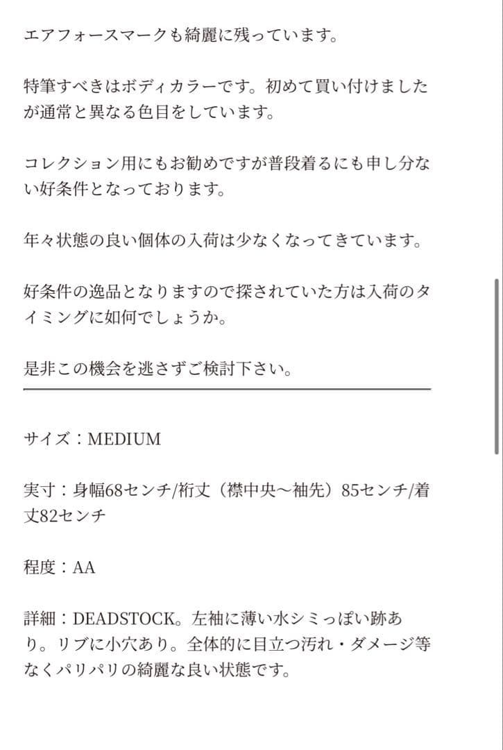 【MUSHROOM 購入】USAF N-3B 50's DEADSTOCK