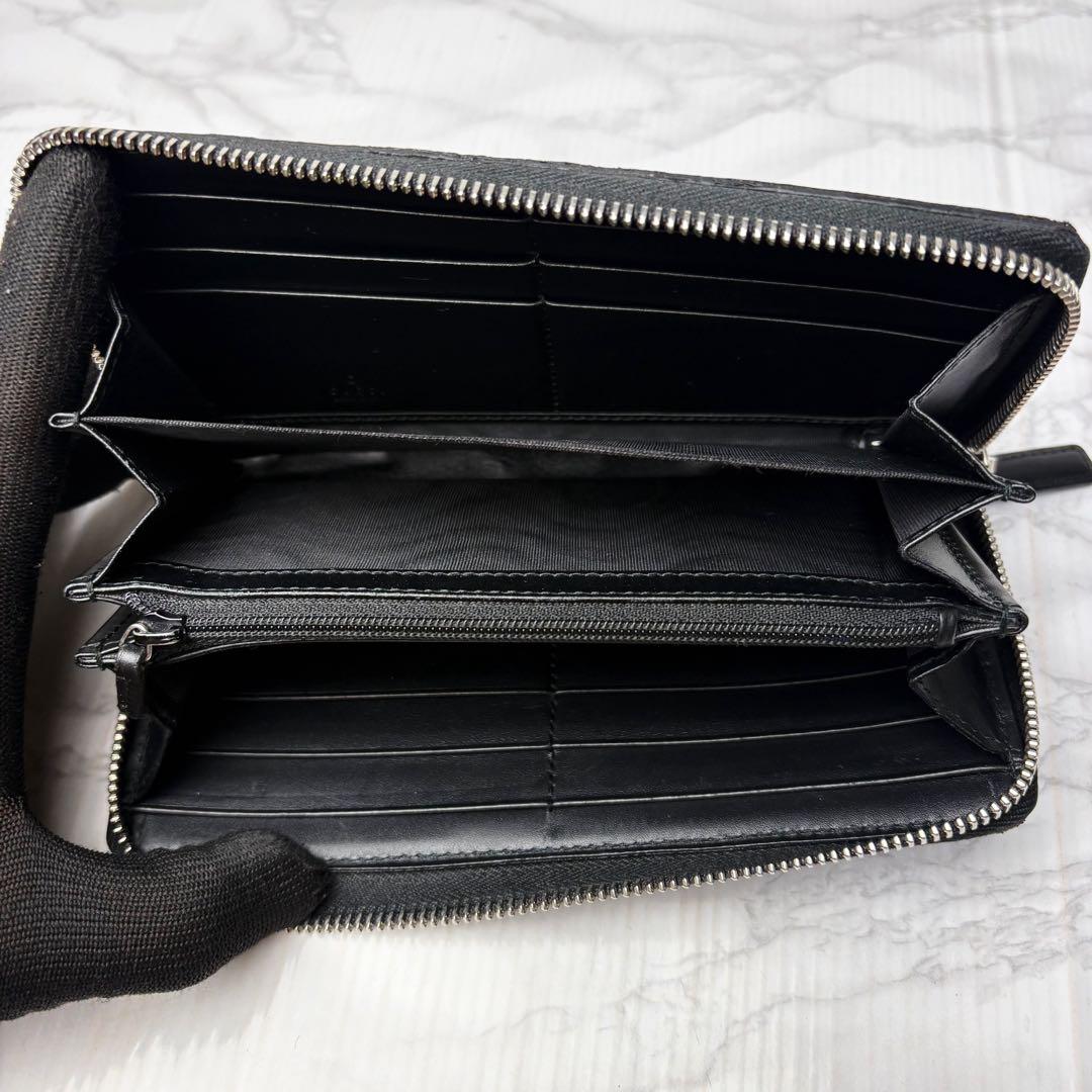 01 美品 GUCCI 長財布 シェリーライン PVC GGスプリーム 黒 o9