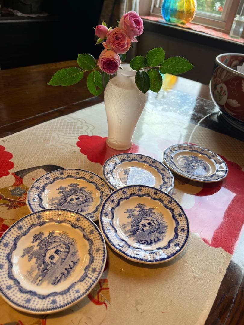 A737 西洋アンティーク　オランダ　デルフト　豆皿　手塩皿　5枚