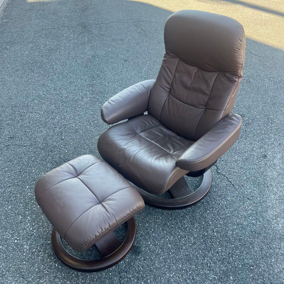 ②イエリアーダ フィヨルド 本革 リクライニングチェア オットマン レザー