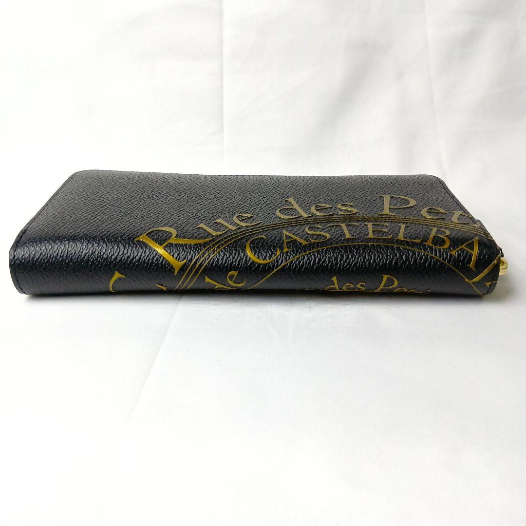 【極美品】カステルバジャック 長財布 ラウンドファスナー 黒 金 保護シール付