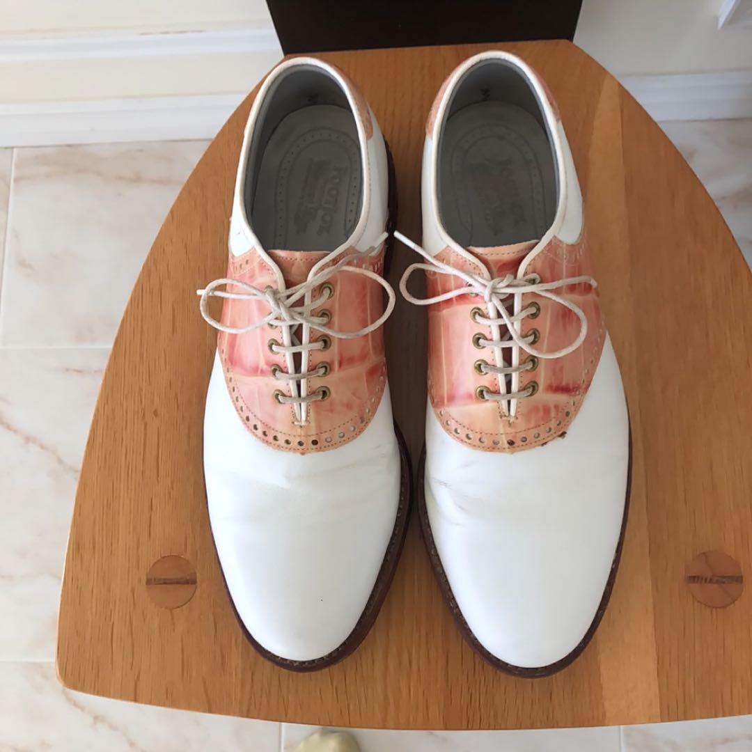 レザーゴルフシューズ ホワイト/ピンク
