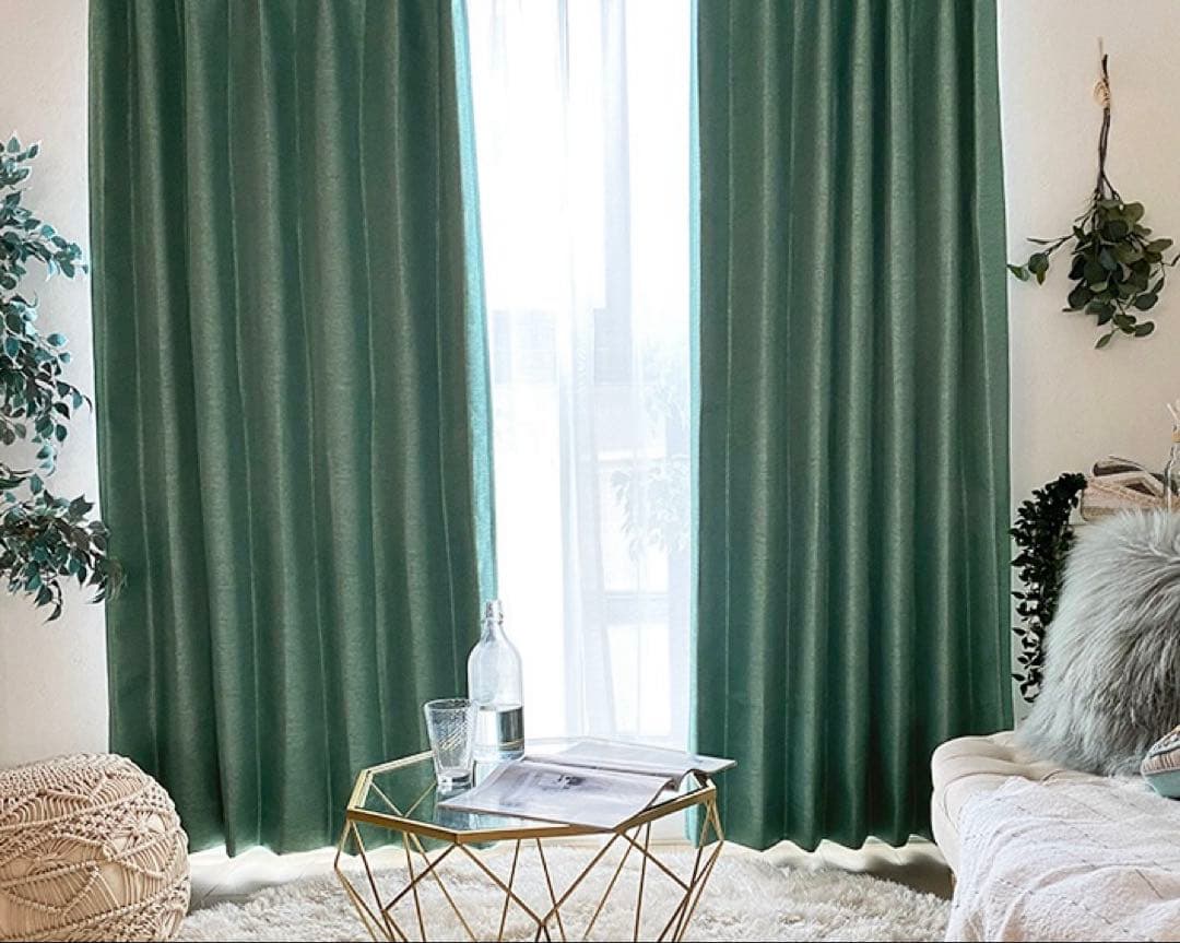 光沢　遮光1級　グリーンカーテン　緑