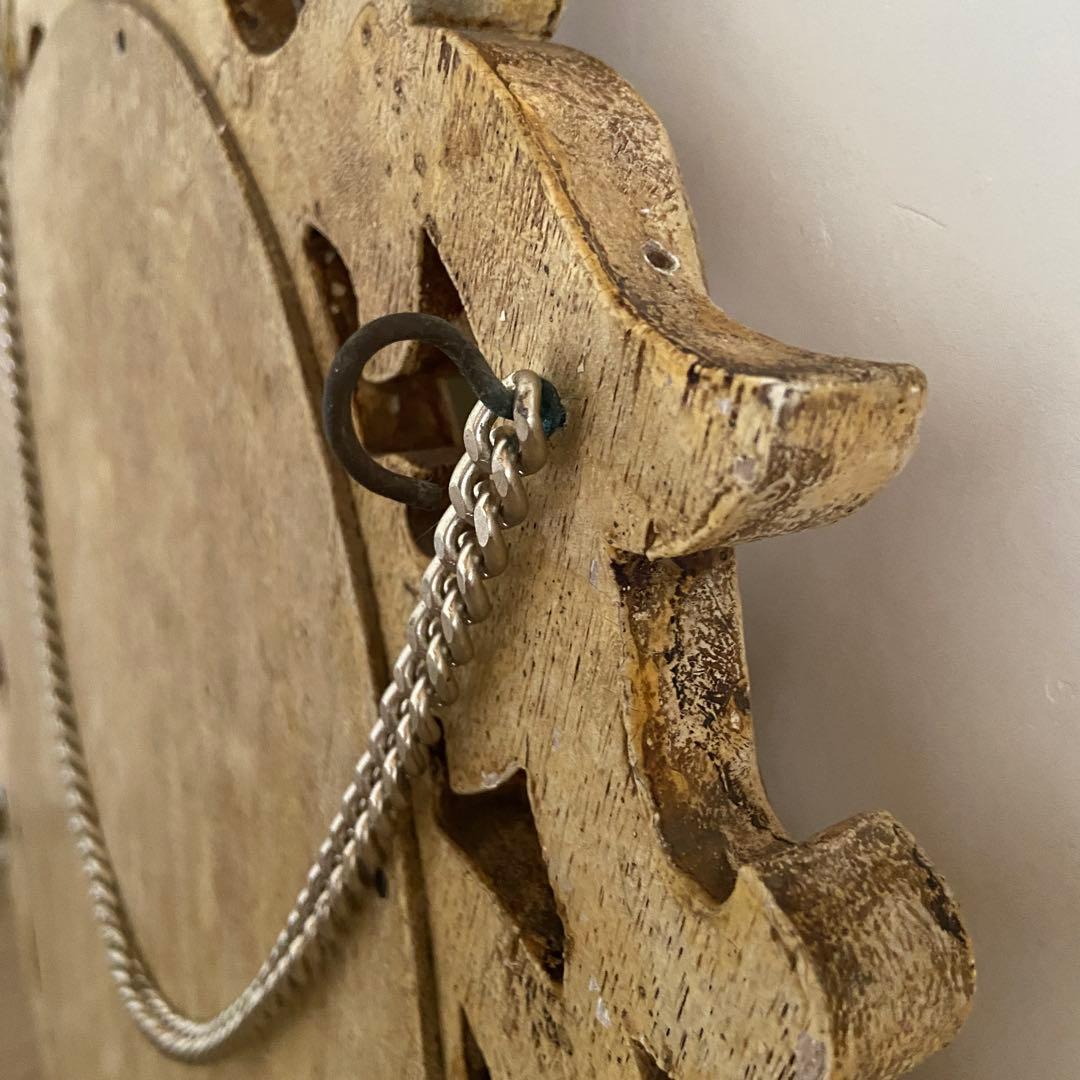 アンティーク　楕円形　壁掛け鏡　ミラー　彫刻