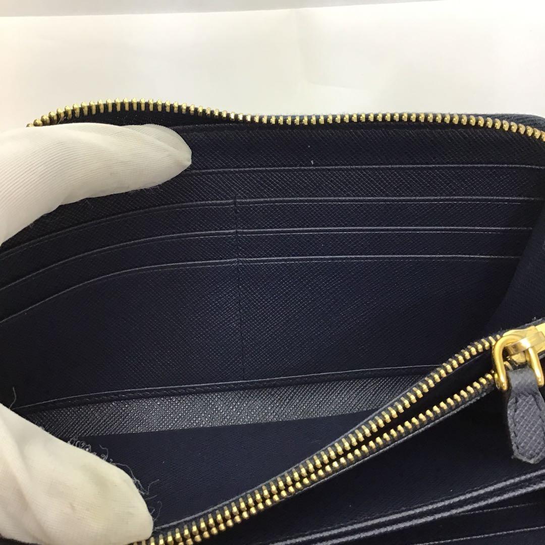 ❣️プラダPRADA❣️ネイビー サフィアーノレザー　ラウンドファスナー長財布
