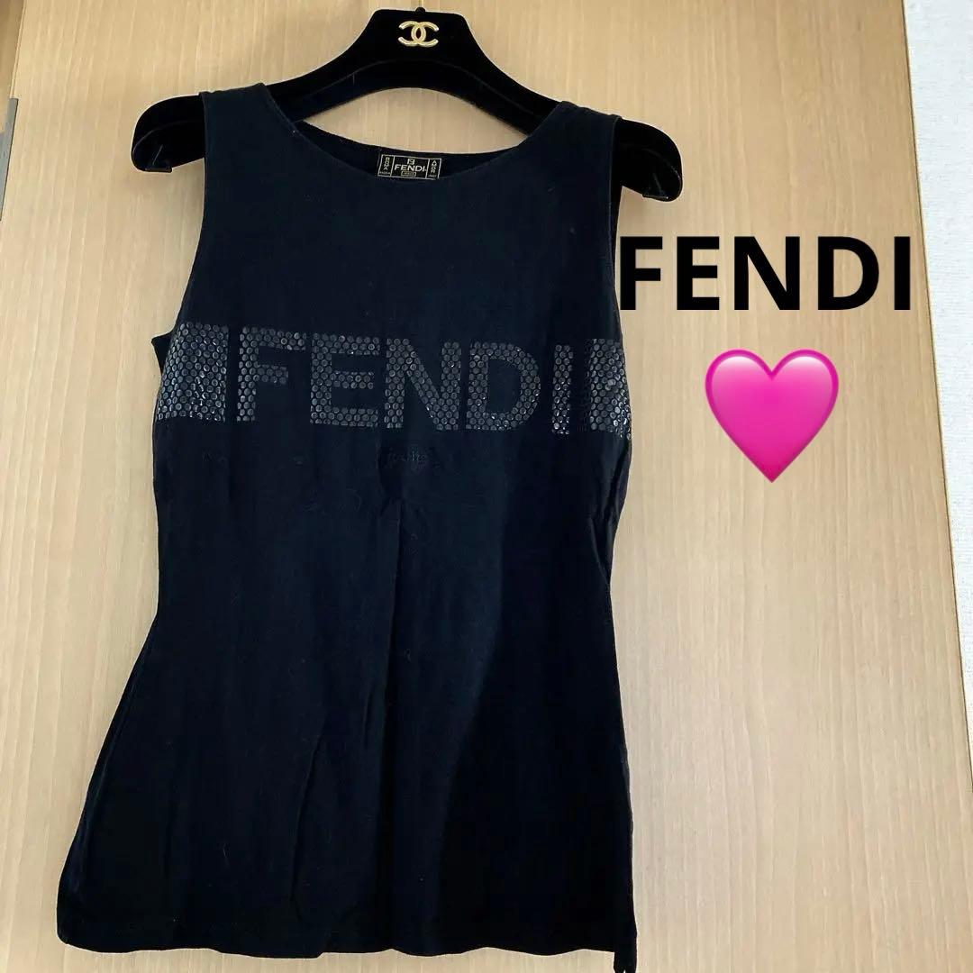 FENDI ブラック タンクトップ　インナー　Tシャツ　38 S M