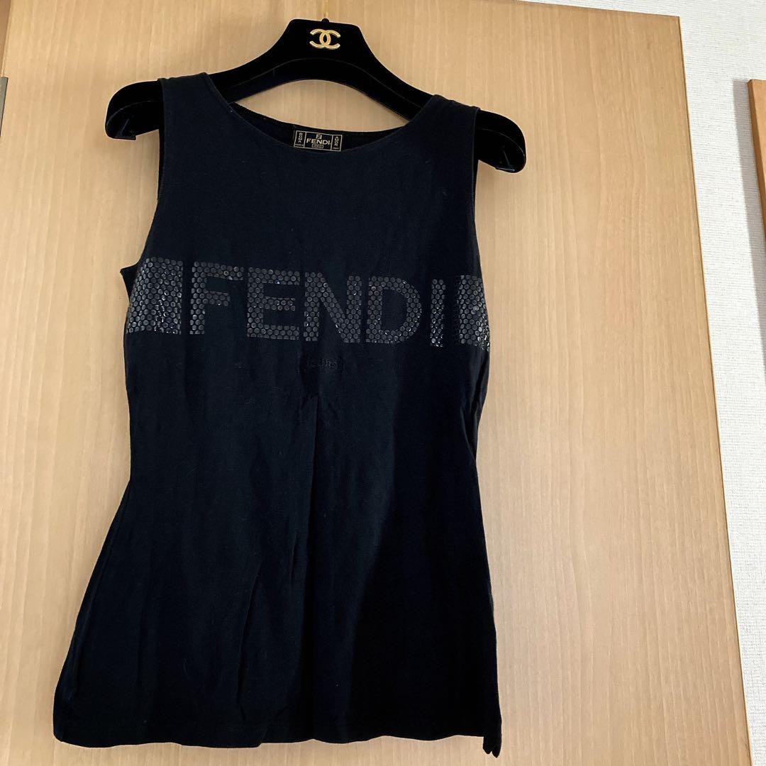 FENDI ブラック タンクトップ　インナー　Tシャツ　38 S M