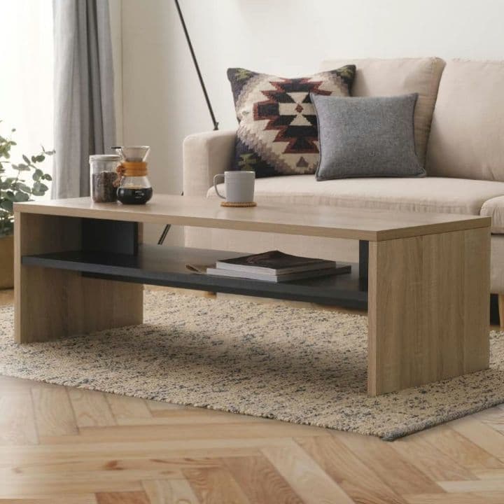 アイリスオーヤマ　リビングテーブル　収納棚付き　ライトナチュラル　つ248