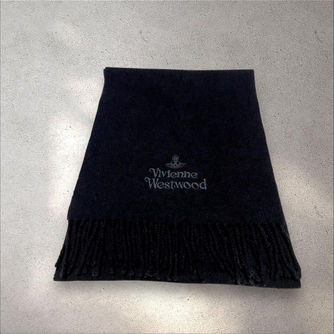 未使用級 ヴィヴィアンウエストウッド イタリア製 マフラー 刺繍 黒 y2k