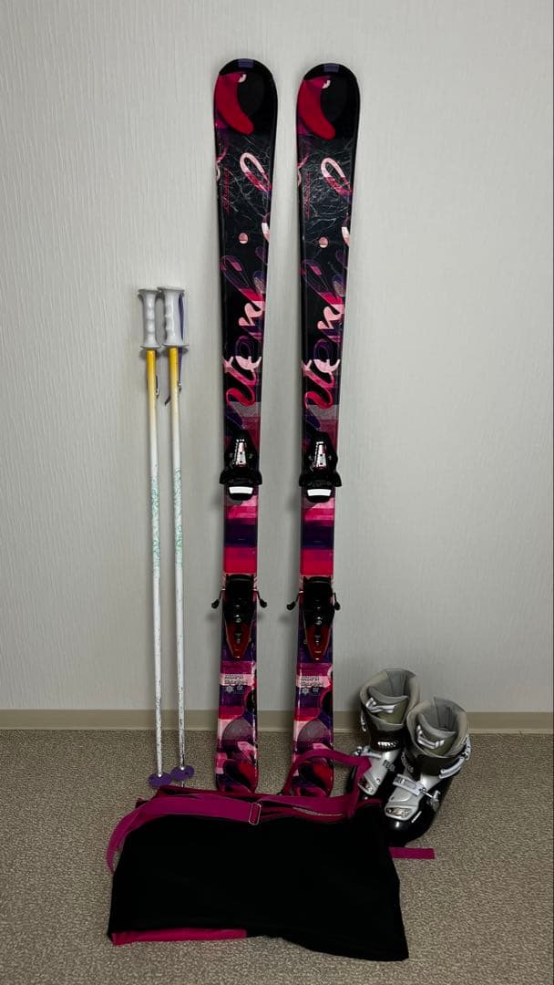 KAZAMA スキー板152・ブーツ24・ポール・ケース4点セット