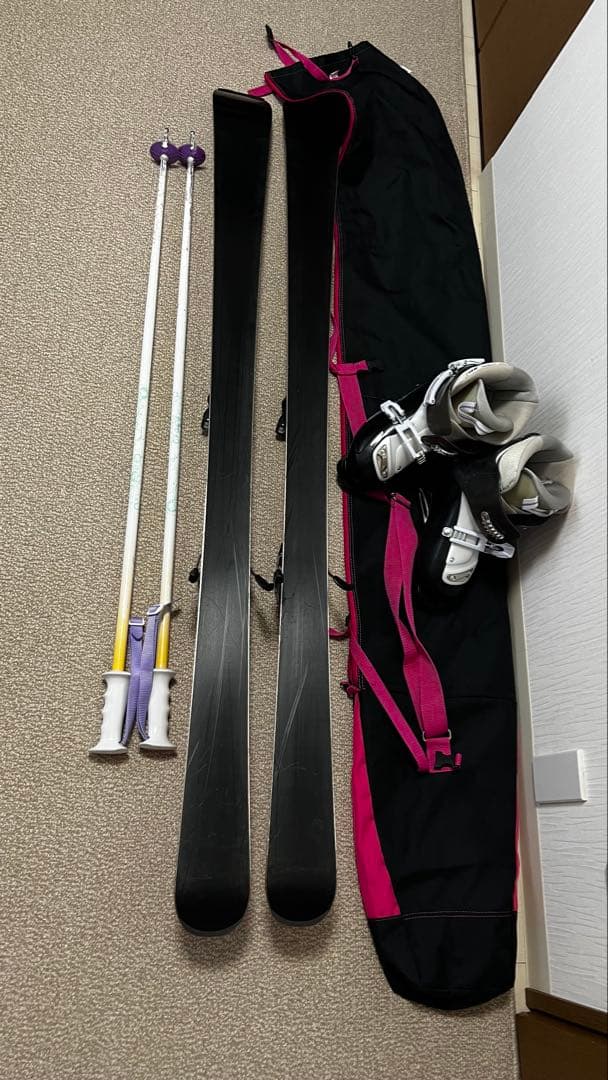 KAZAMA スキー板152・ブーツ24・ポール・ケース4点セット