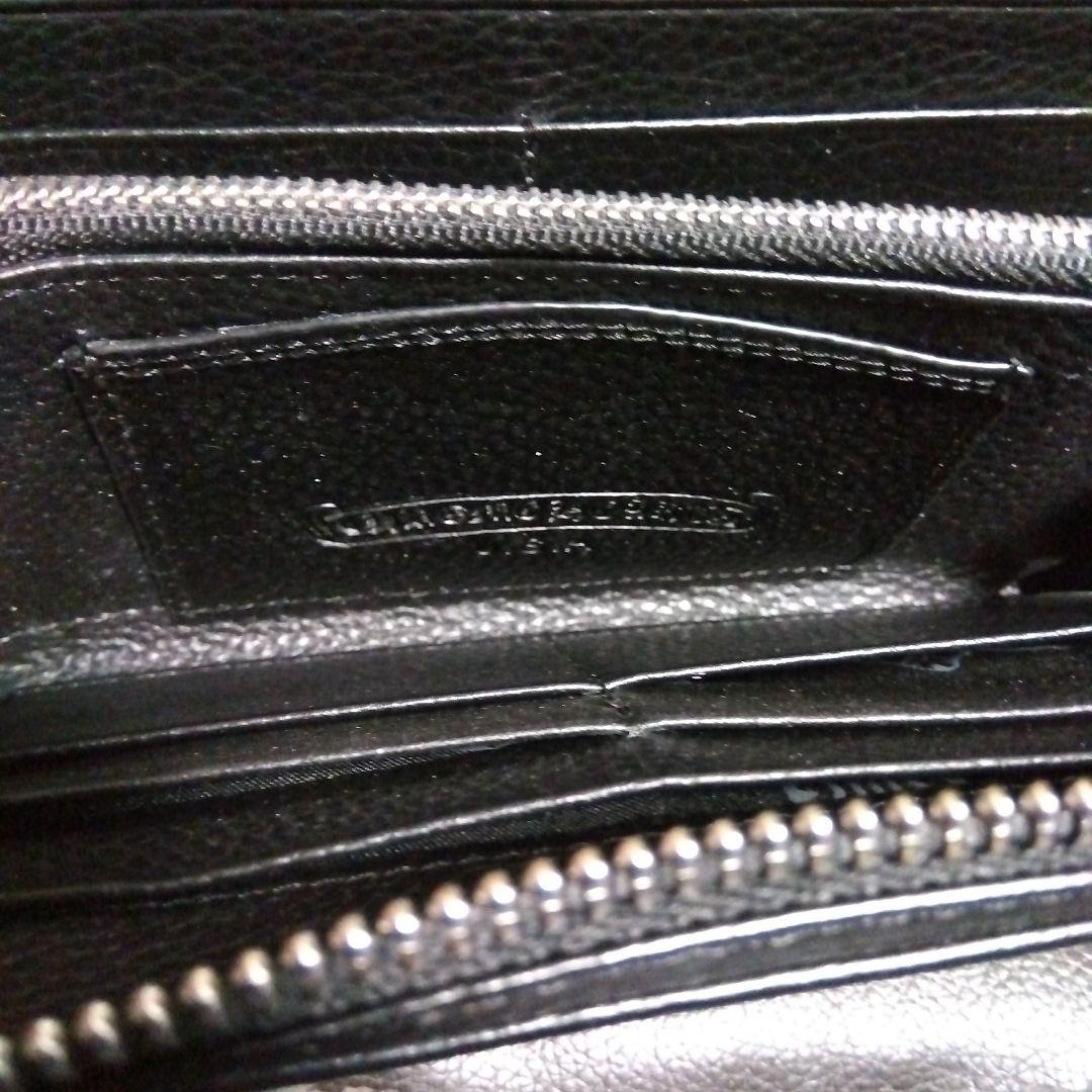 【極美品‼️】本革ブラックレザー ラウンドファスナー クロスモチーフ