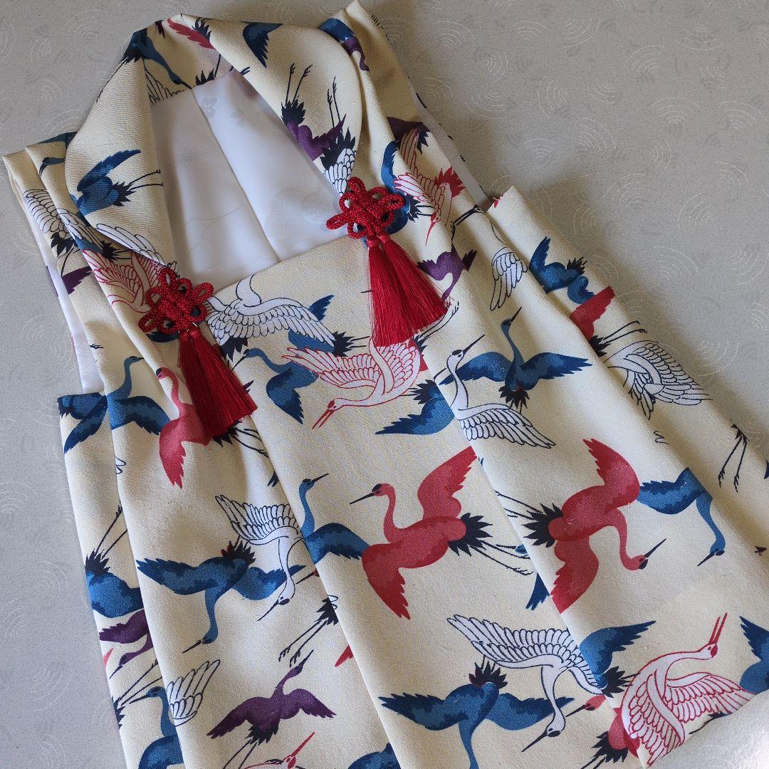 七五三３歳正絹手縫いの被布（中綿無し）アイボリー色